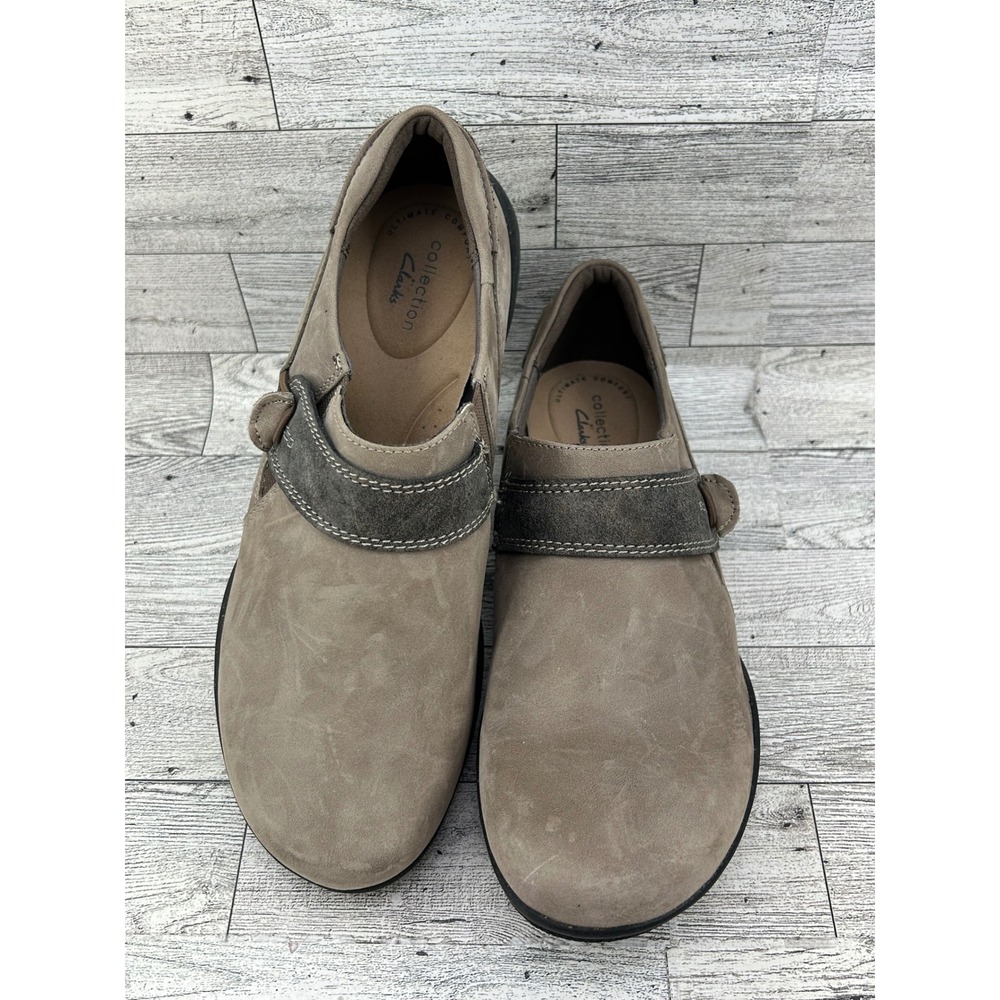 Clarks Collection Women Taupe Nubuck Slip On‎ Loafers Size 8M 261622244055